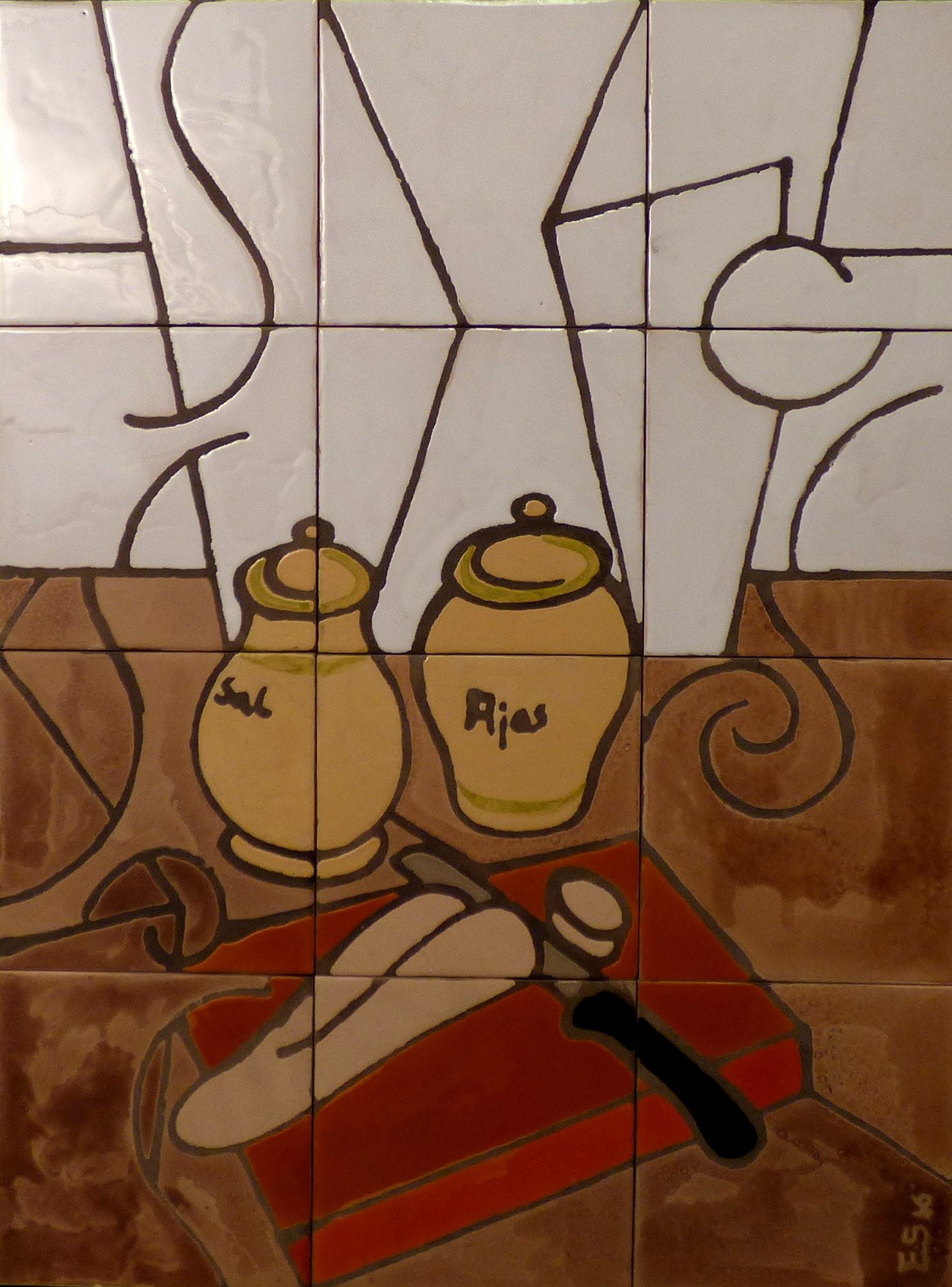 bodegon en mural de ceramica gramala