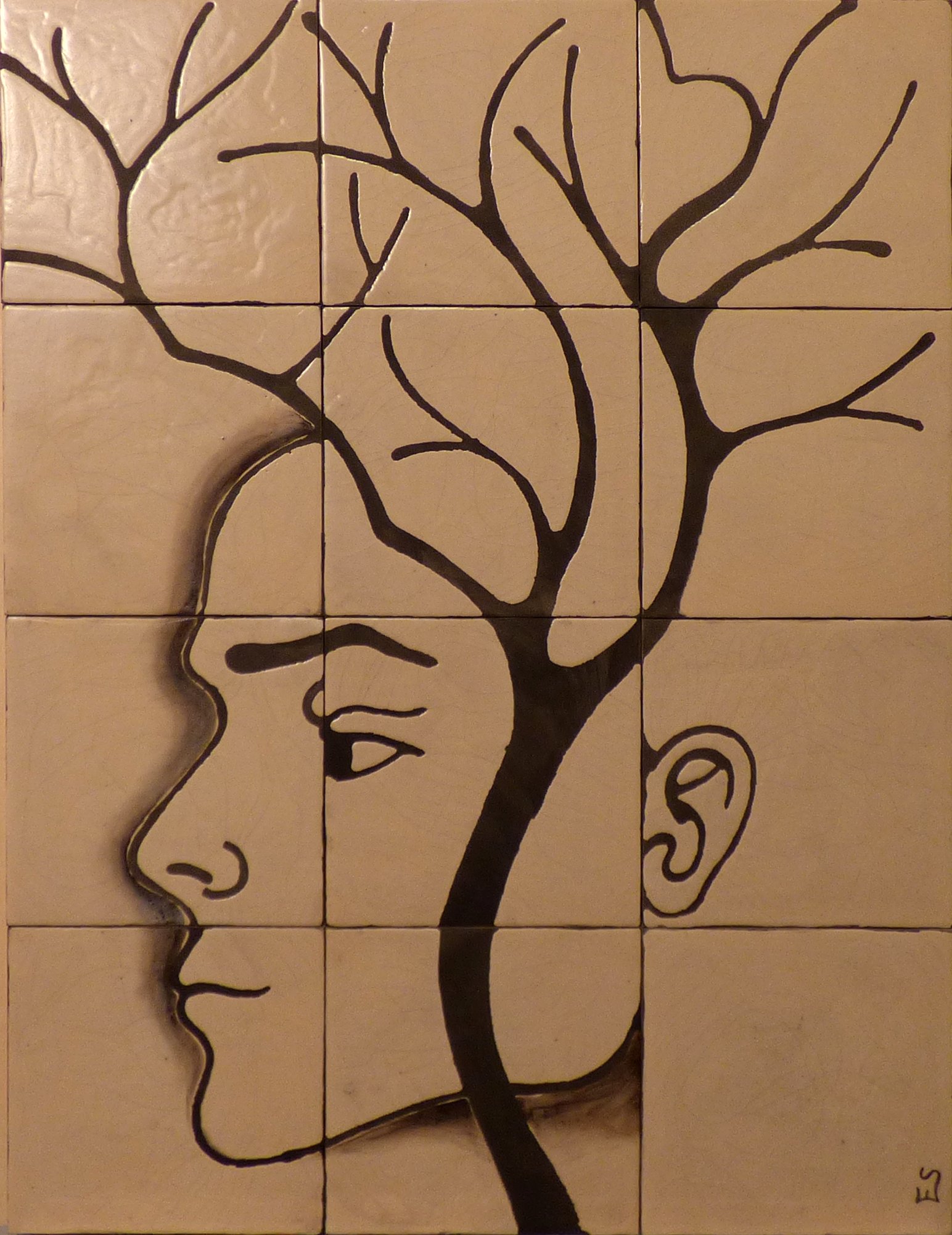 mural de ceramica con degradado bajocubierta