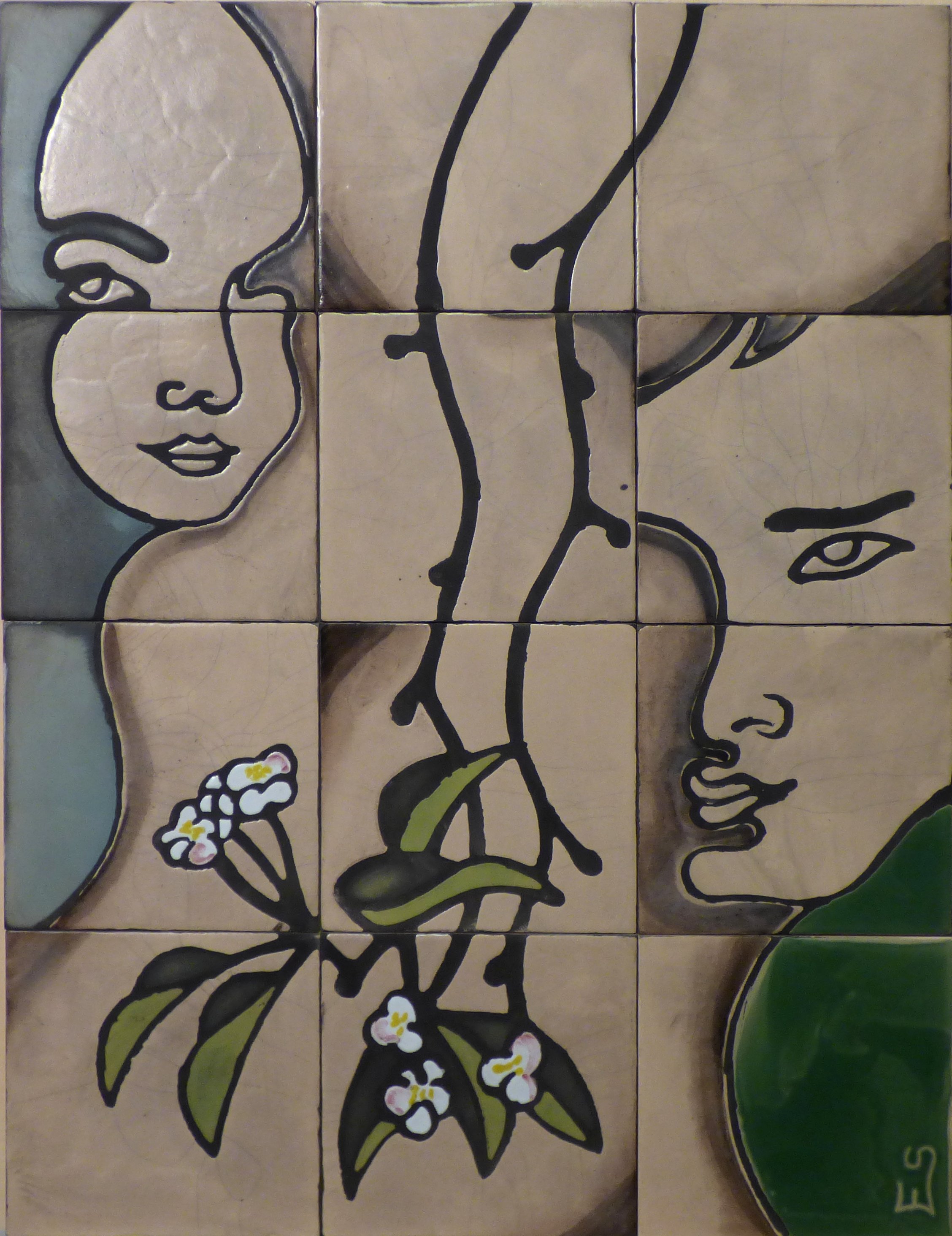 mural de ceramica con degradado bajocubierta